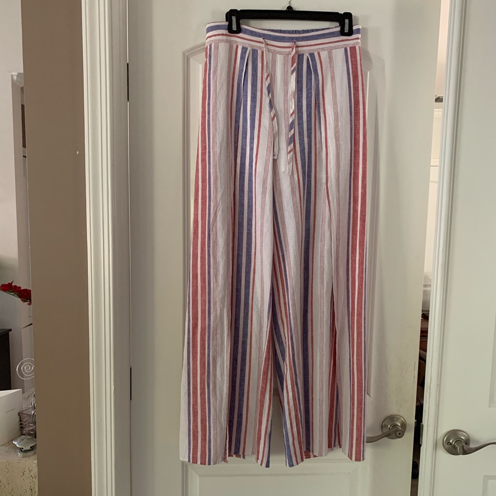 EUC EXPRESS High Waisted Striped Split Leg Pants - Picture 6 of 14